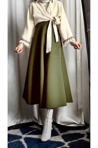 Puf Scuba Haki Etek Puf Scuba Haki Etek