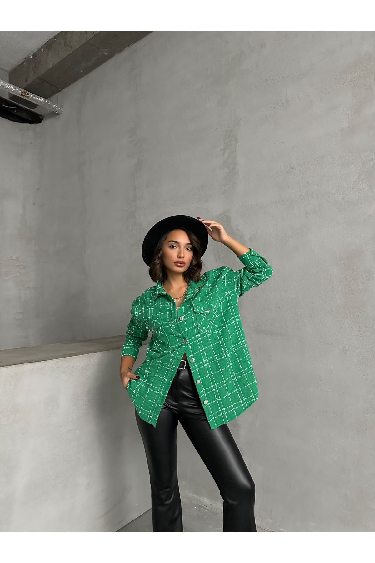 Yeşil Oduncu Ceket Gömlek Oversize Geniş Kalıp Yeşil Oduncu Ceket Gömlek Oversize Geniş Kalıp