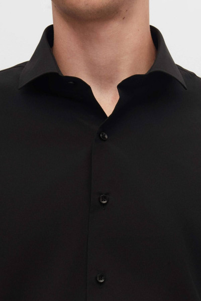 Slim Fit Siyah Italyan Yaka Dar Kesim Klasik Kravatlık Uzun Kollu Kolay Ütülenebilir Nefes Slim Fit Siyah Italyan Yaka Dar Kesim Klasik Kravatlık Uzun Kollu Kolay Ütülenebilir Nefes