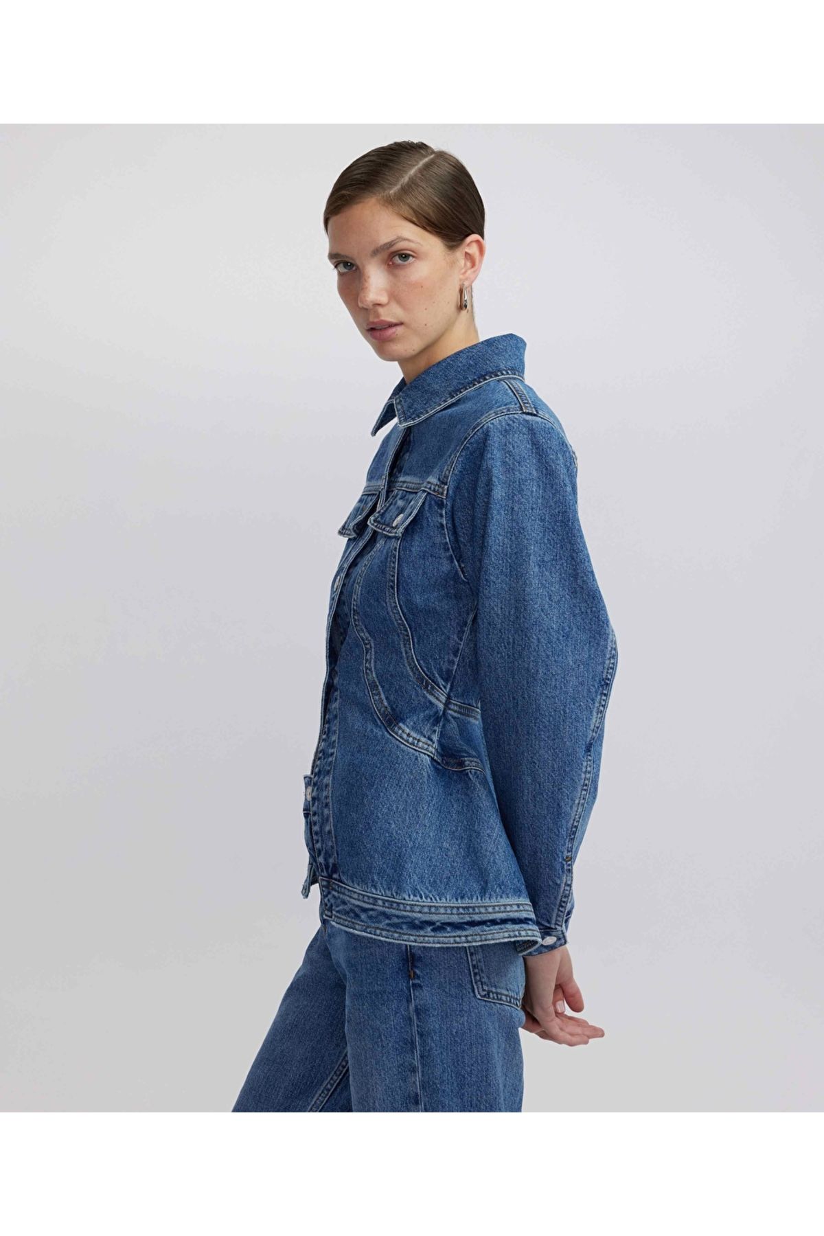 Peplum denim ceket Peplum denim ceket