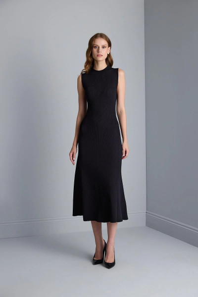 Kadın Taşlı Fonksiyonel Yaka Sırt Dekolteli Triko Elbise W069 Siyah Kadın Taşlı Fonksiyonel Yaka Sırt Dekolteli Triko Elbise W069 Siyah