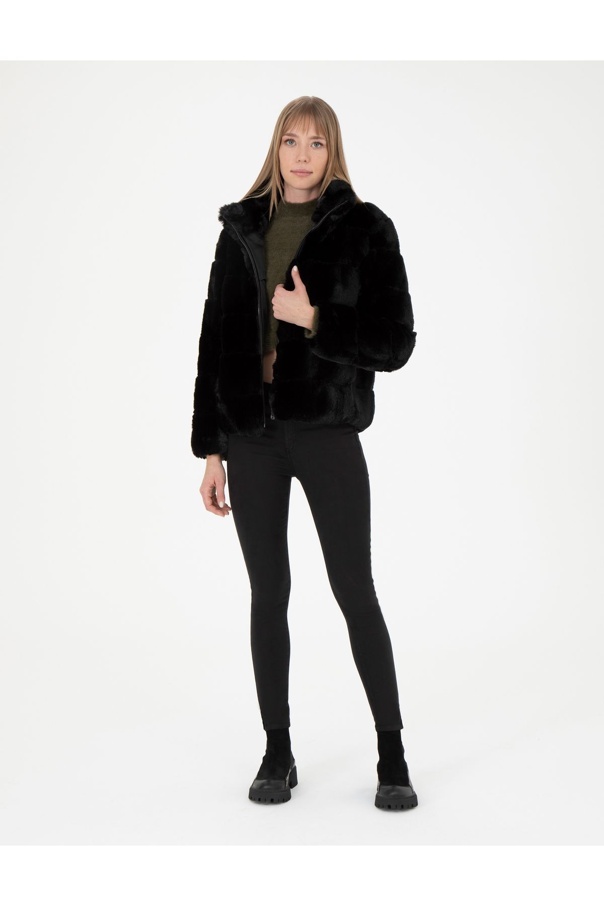 Siyah Comfort Fit Kaşe Mont 50272215-VR046 Siyah Comfort Fit Kaşe Mont 50272215-VR046