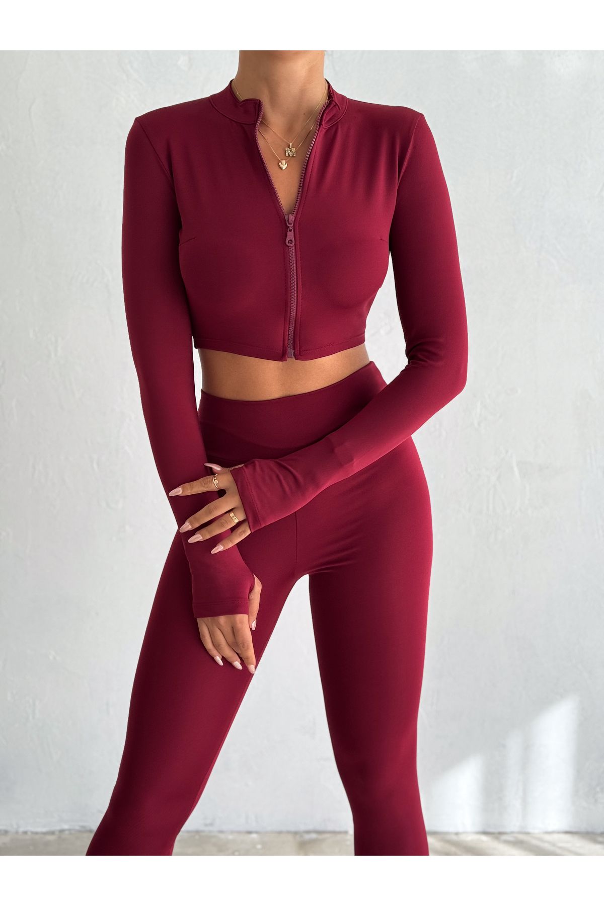 Slim Fit Yüksek Bel Toparlayıcı Crop Seamless Kadın Tayt Takım