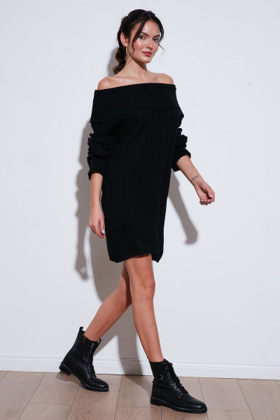 Oversize Fit Kayık Yaka Uzun Kollu Mini Triko Elbise  ELBİSE 4615218 Oversize Fit Kayık Yaka Uzun Kollu Mini Triko Elbise  ELBİSE 4615218