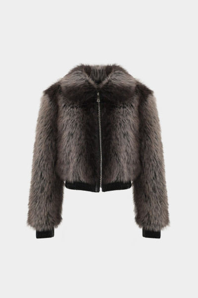 Premium Bebe Yaka Fermuarlı Suni Kürk Kadın Bomber Mont Premium Bebe Yaka Fermuarlı Suni Kürk Kadın Bomber Mont