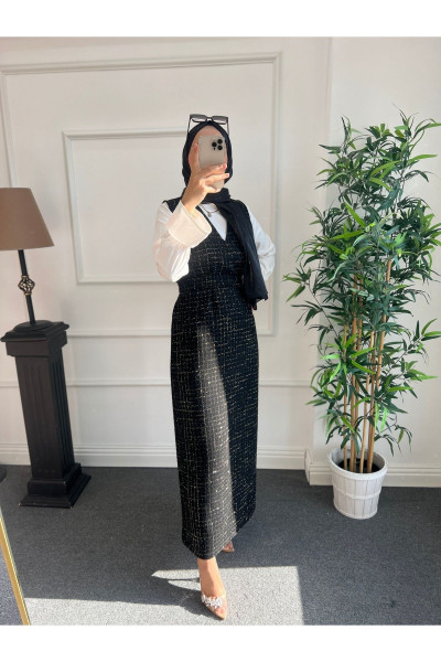 Siyah Gold Simli Tüvit Tesettür Jile Siyah Gold Simli Tüvit Tesettür Jile