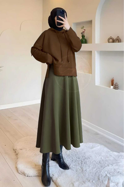 Puf Scuba Haki Etek Puf Scuba Haki Etek