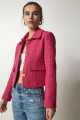 Tüvit Crop Blazer Ceket PEMBE LTO0002 Tüvit Crop Blazer Ceket PEMBE LTO0002