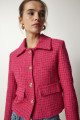Tüvit Crop Blazer Ceket PEMBE LTO0002 Tüvit Crop Blazer Ceket PEMBE LTO0002