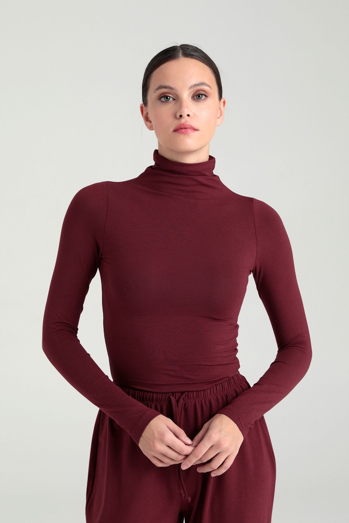 Ultra Soft Balıkçı Yaka Bluz Bordo