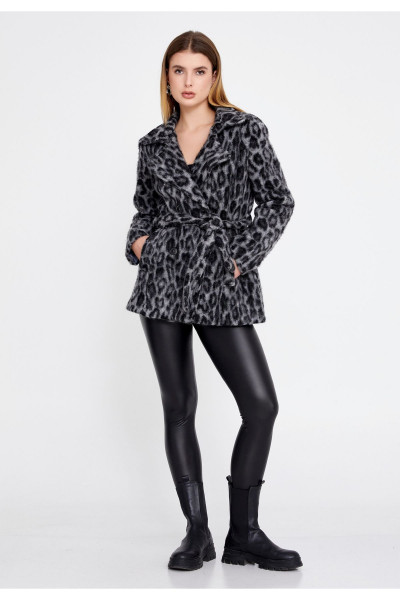 Palto Lana Yün Hayvan Desenli Normal  CLF16158_GRY Palto Lana Yün Hayvan Desenli Normal  CLF16158_GRY