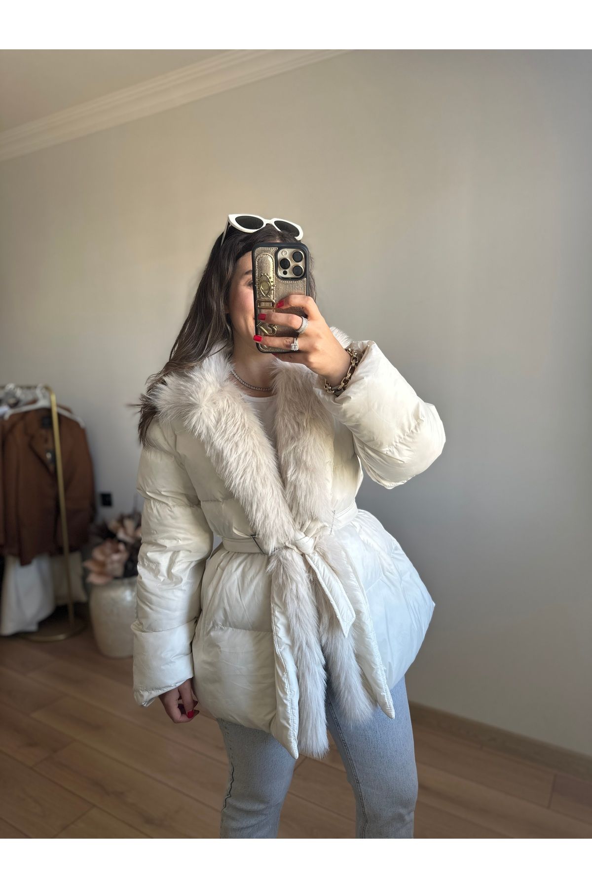 Kürk detaylı şişme mont Kürk detaylı şişme mont