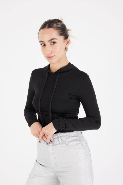 Kapüşonlu Basic Bluz B10215-dk13 Kapüşonlu Basic Bluz B10215-dk13