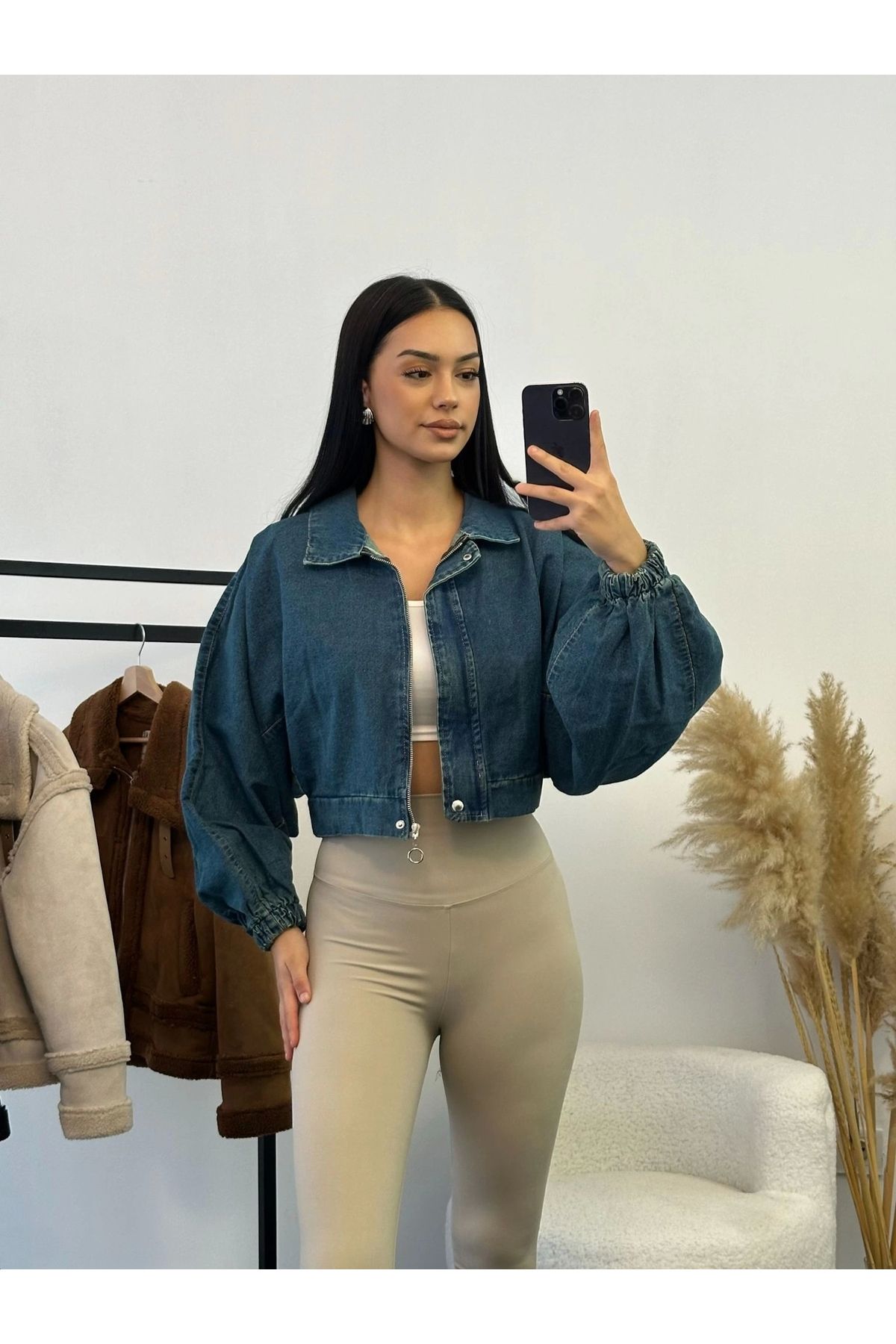 Yarasa Balon Kol Denim Ceket Yarasa Balon Kol Denim Ceket