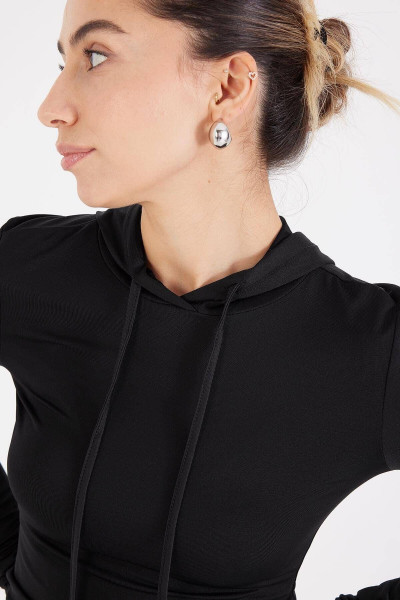 Kapüşonlu Basic Bluz B10215-dk13 Kapüşonlu Basic Bluz B10215-dk13