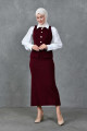 Modest Düğmeli Kolsuz Yelek ve Yüksek Bel Midi Boy Etek Alt Üst Bordo Triko Takım 5155 Modest Düğmeli Kolsuz Yelek ve Yüksek Bel Midi Boy Etek Alt Üst Bordo Triko Takım 5155