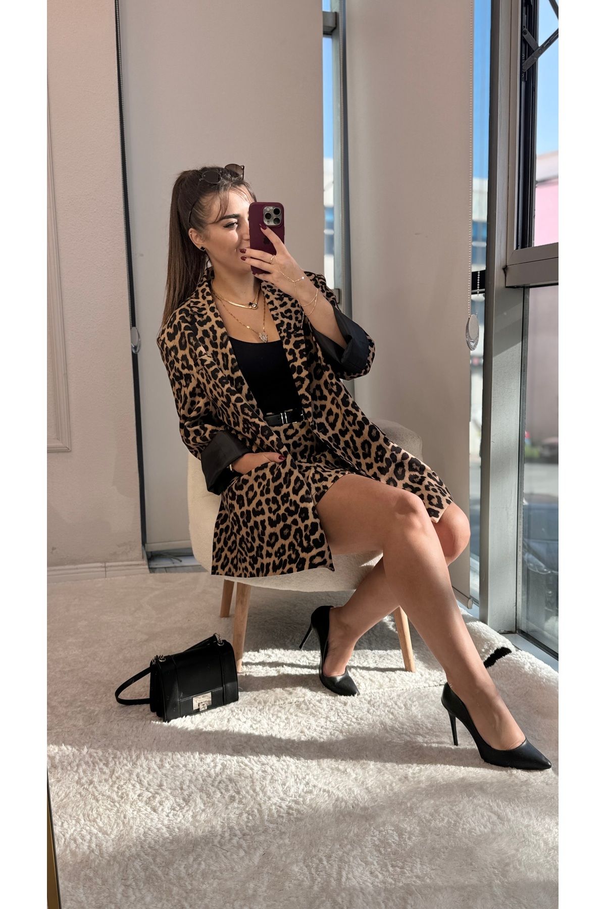 Oversize leopar ceket Oversize leopar ceket