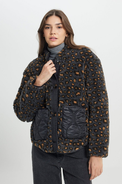 Loose Fit Rahat Kesim Kadın Çift Taraflı Antrasit Cosy Utility Bomber Ceket Loose Fit Rahat Kesim Kadın Çift Taraflı Antrasit Cosy Utility Bomber Ceket