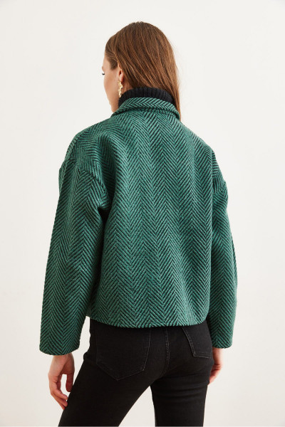 Kadın Zümrüt Yeşili Çift Cepli Kaşe Astarsız Ceket CKT-19000391 Kadın Zümrüt Yeşili Çift Cepli Kaşe Astarsız Ceket CKT-19000391