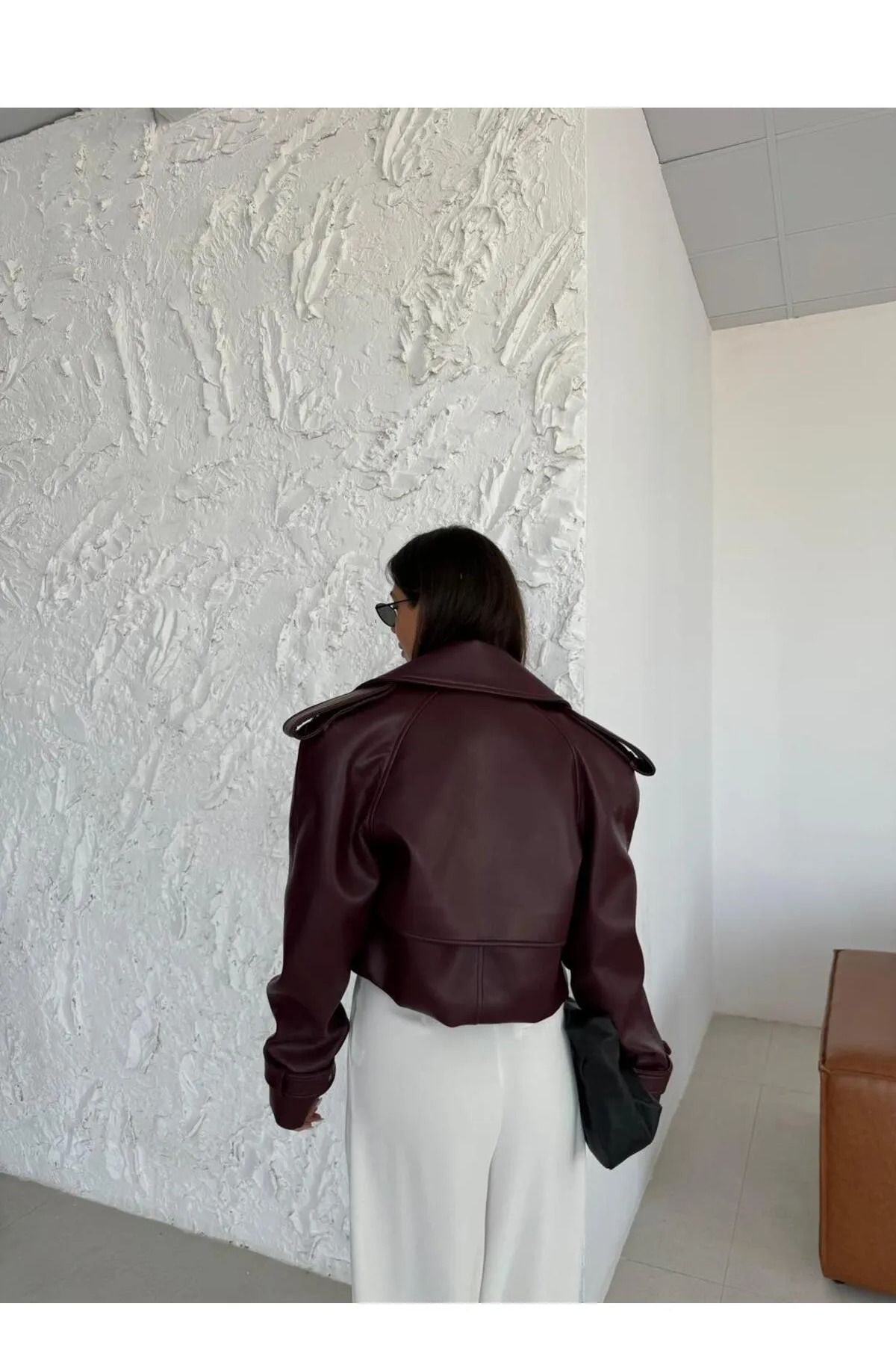 Kadın Premium Trend Luxury Bordo Suni Deri Tasarım Biker Ceket Kadın Premium Trend Luxury Bordo Suni Deri Tasarım Biker Ceket
