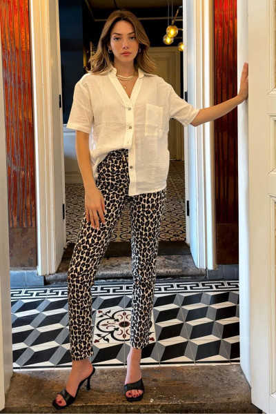 Kahverengi Leopar Kadın Jean Pantolon Sh175 Kahverengi Leopar Kadın Jean Pantolon Sh175