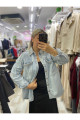 Taş Detaylı Oversize Denim Kot Ceket Taş Detaylı Oversize Denim Kot Ceket