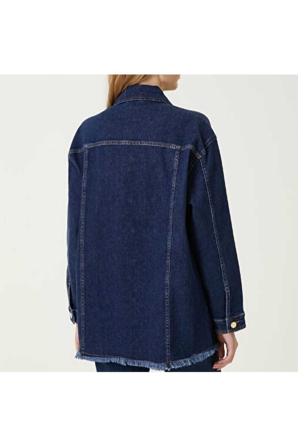 Oversize Patch Süslemeli Jean Ceket