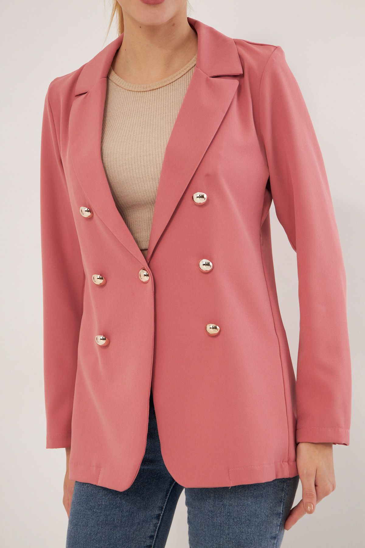 Kadın Pembe Düğmeli Ceket ARM-20K001151 Kadın Pembe Düğmeli Ceket ARM-20K001151