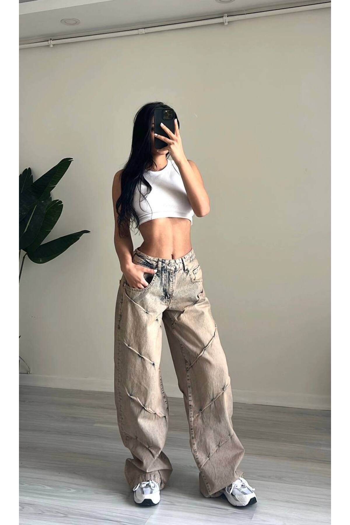 TREND ÖZEL TASARİM BAGGY JEAN PALAZZO PANTOLON TREND ÖZEL TASARİM BAGGY JEAN PALAZZO PANTOLON