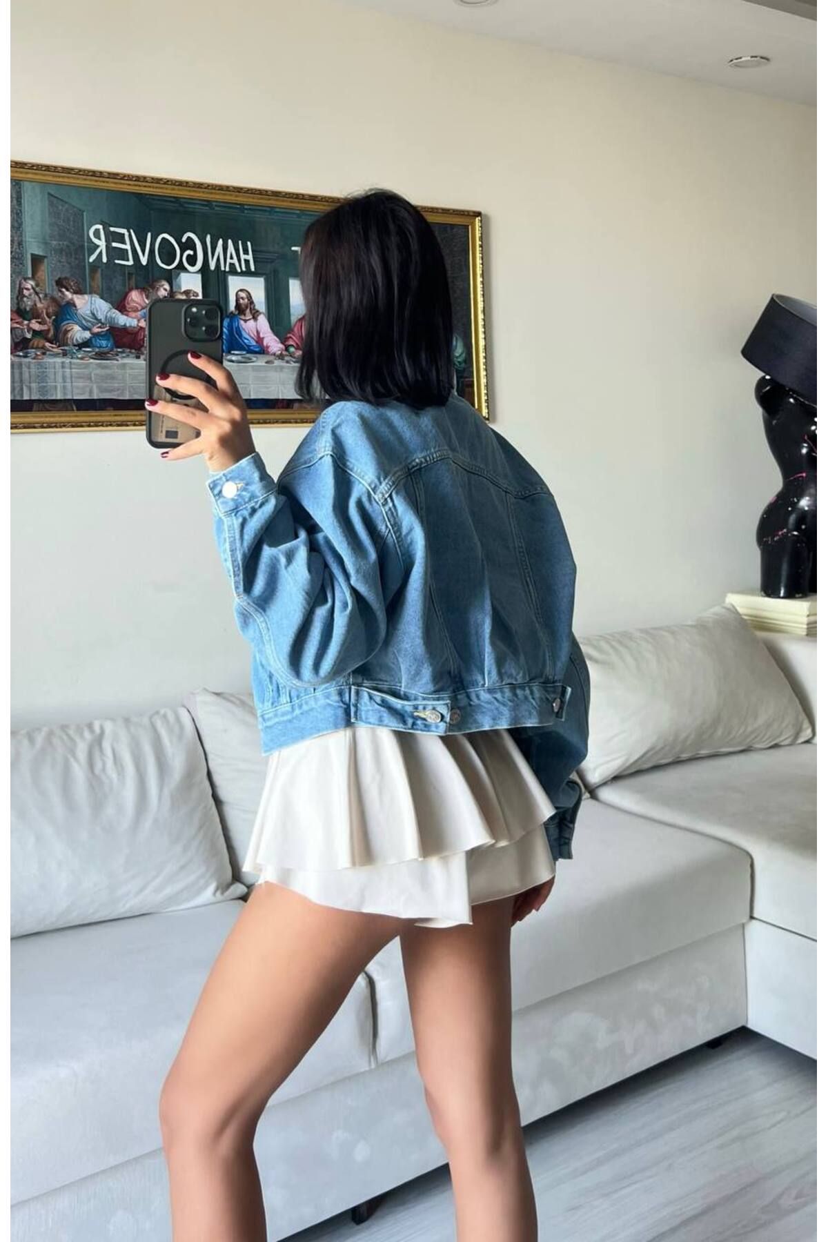 Trend LAZERLİ YIKAMALI Crop Kot Ceket Trend LAZERLİ YIKAMALI Crop Kot Ceket