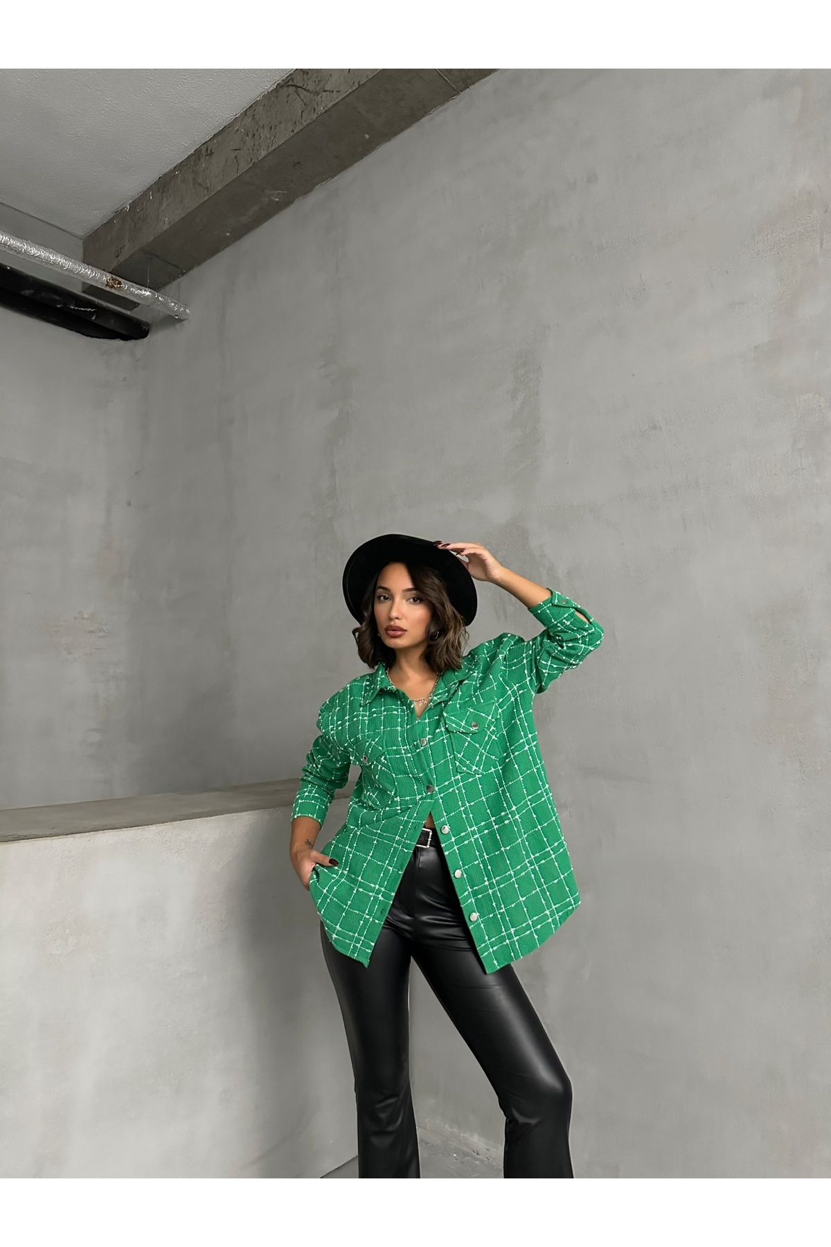 Yeşil Oduncu Ceket Gömlek Oversize Geniş Kalıp Yeşil Oduncu Ceket Gömlek Oversize Geniş Kalıp