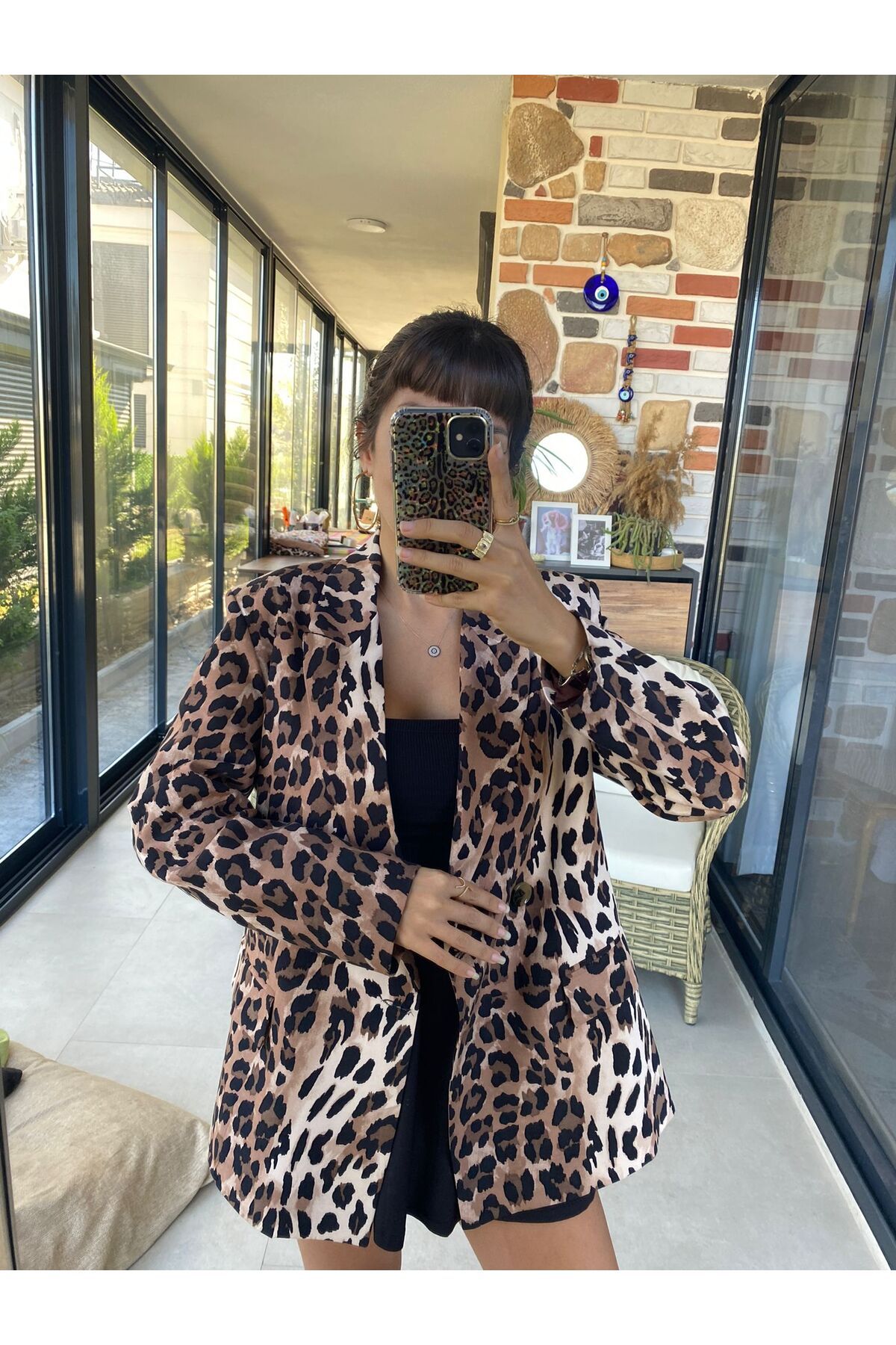 Premium Leopar Blazer Ceket Premium Leopar Blazer Ceket