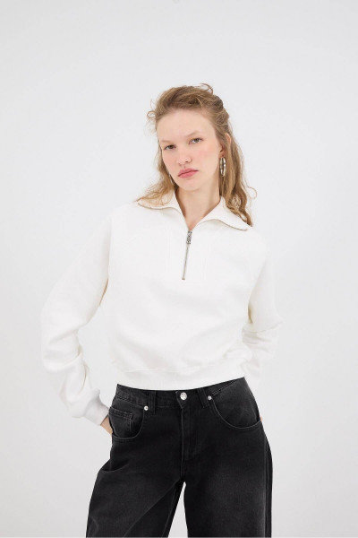 Yakası Fermuarlı Şardonlu Sweatshirt S10632-u9 Yakası Fermuarlı Şardonlu Sweatshirt S10632-u9