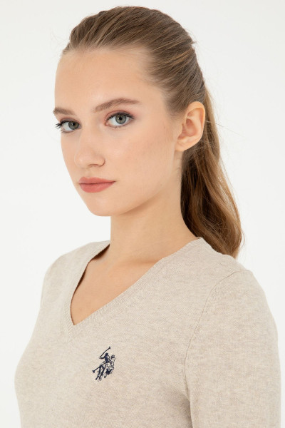 Kadın Taş Melanj V Yaka Basic Kazak 50293542-VR225 Kadın Taş Melanj V Yaka Basic Kazak 50293542-VR225