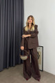 Koyu Kahve Fileto Cepli Astarlı Oversize Blazer Ceket Koyu Kahve Fileto Cepli Astarlı Oversize Blazer Ceket