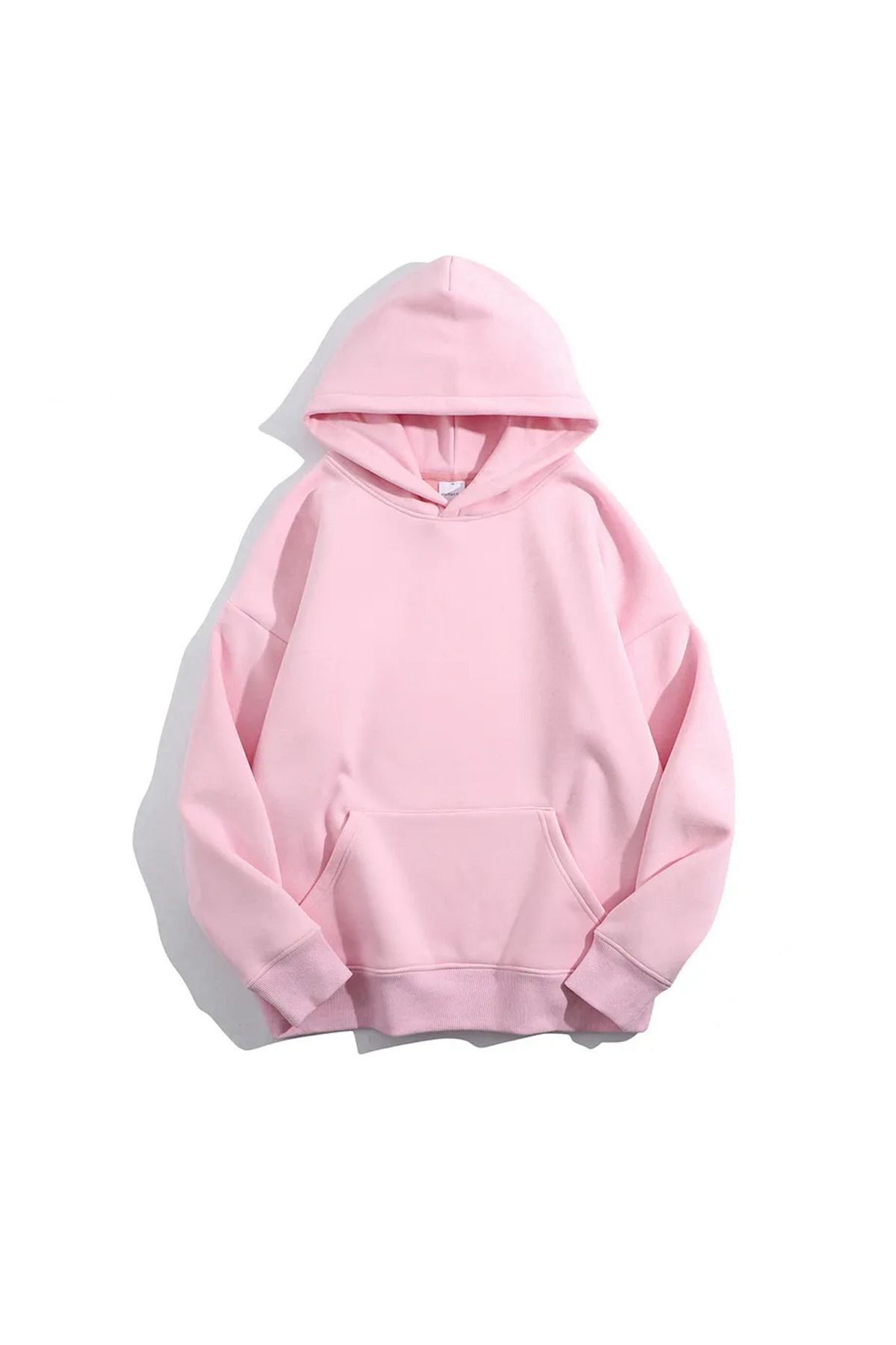 Unisex Basic Kapüşonlu Baskısız Düz Oversize Geniş 3 Iplik %100 Pamuklu Hoodie Sweatshirt..