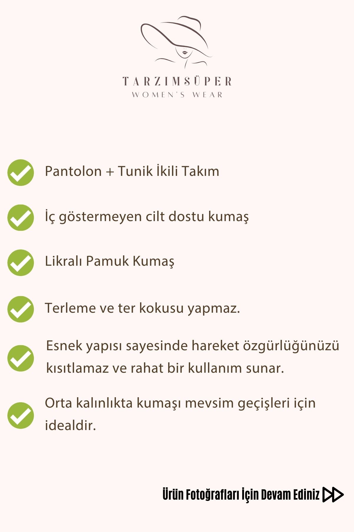 Yeni Sezon Pantolon Tunik İkili Takım Likralı Pamuk Kumaş Esnek Konfor Modeli Şık Tesettür Takım Yeni Sezon Pantolon Tunik İkili Takım Likralı Pamuk Kumaş Esnek Konfor Modeli Şık Tesettür Takım