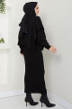Pançolu Triko Elbise İkili Takım Siyah HM2564 Pançolu Triko Elbise İkili Takım Siyah HM2564