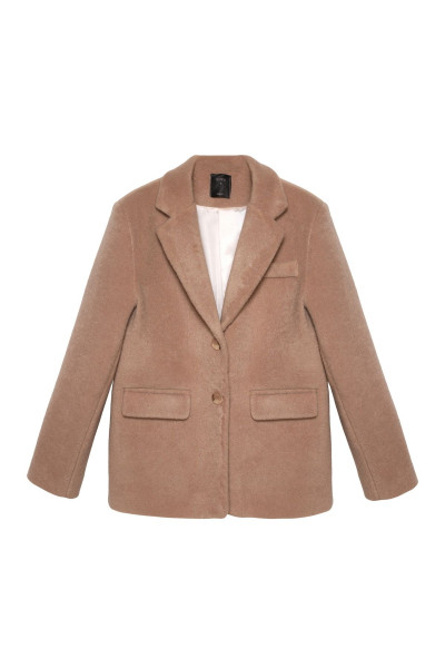 Kruvaze Yaka Kaşe Blazer Ceket Vizon Kruvaze Yaka Kaşe Blazer Ceket Vizon