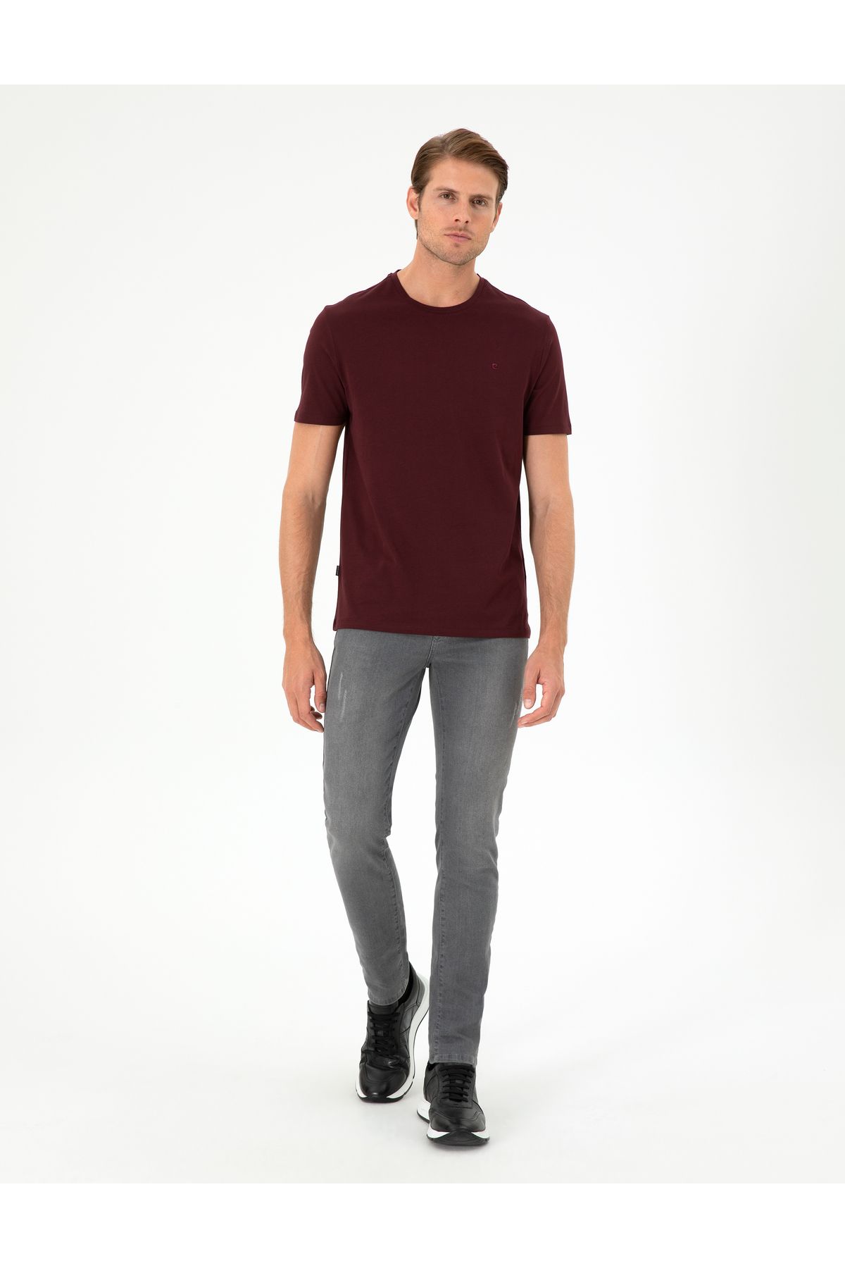 Bordo Slim Fit Basic Tişört 50306359-VR014