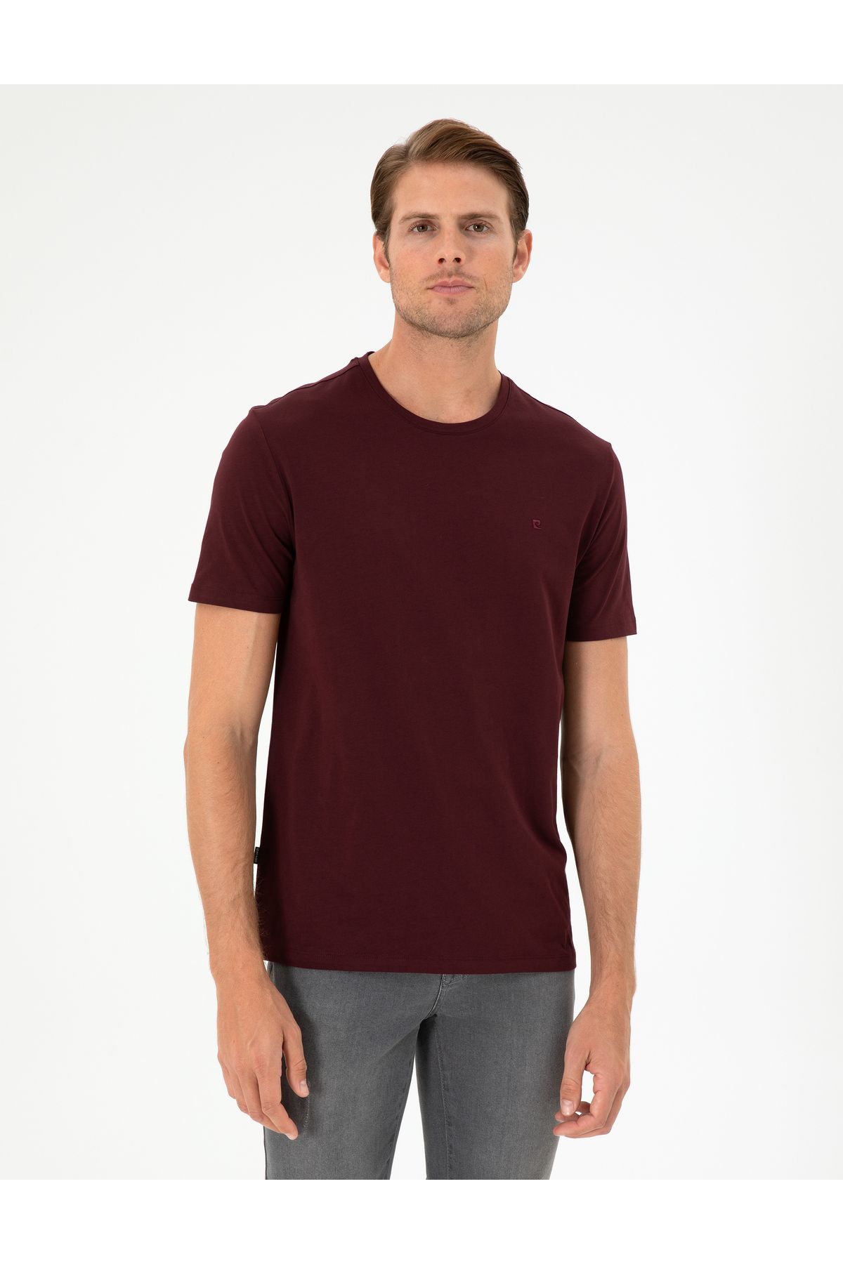 Bordo Slim Fit Basic Tişört 50306359-VR014