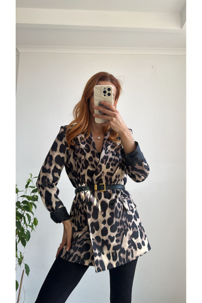 LEOPAR DESENLİ BLAZER CEKET ASTARLI LEOPAR DESENLİ BLAZER CEKET ASTARLI