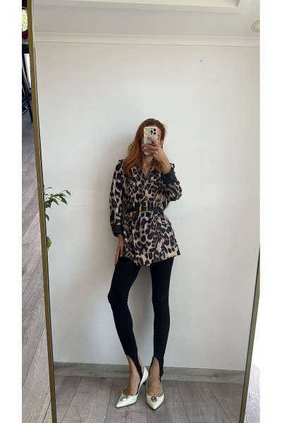 LEOPAR DESENLİ BLAZER CEKET ASTARLI LEOPAR DESENLİ BLAZER CEKET ASTARLI