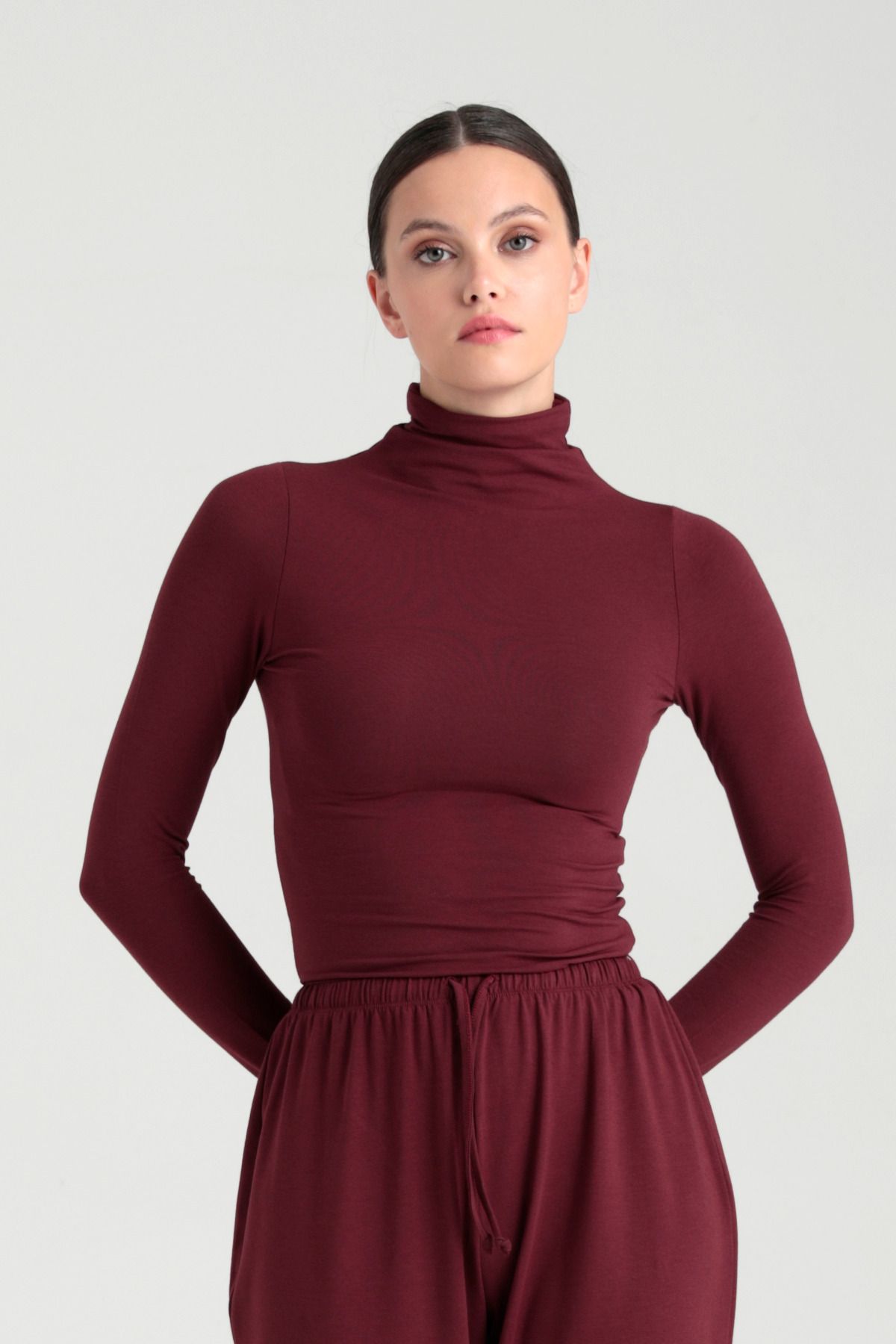 Ultra Soft Balıkçı Yaka Bluz Bordo