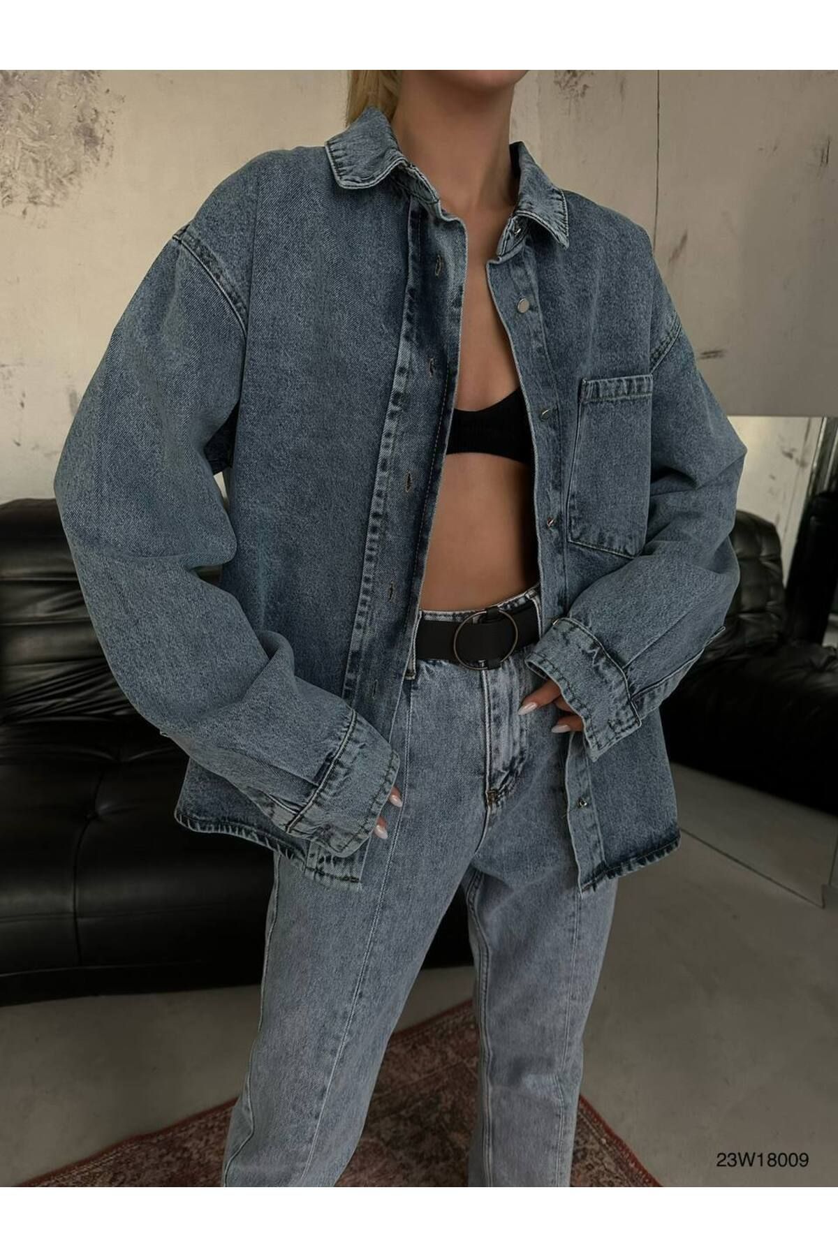 Kadın Salaş Gömlek Ceket Oversize Kalıp Kadın Salaş Gömlek Ceket Oversize Kalıp