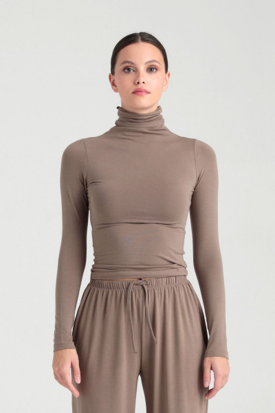 Ultra Soft Balıkçı Yaka Bluz Vizon Ultra Soft Balıkçı Yaka Bluz Vizon