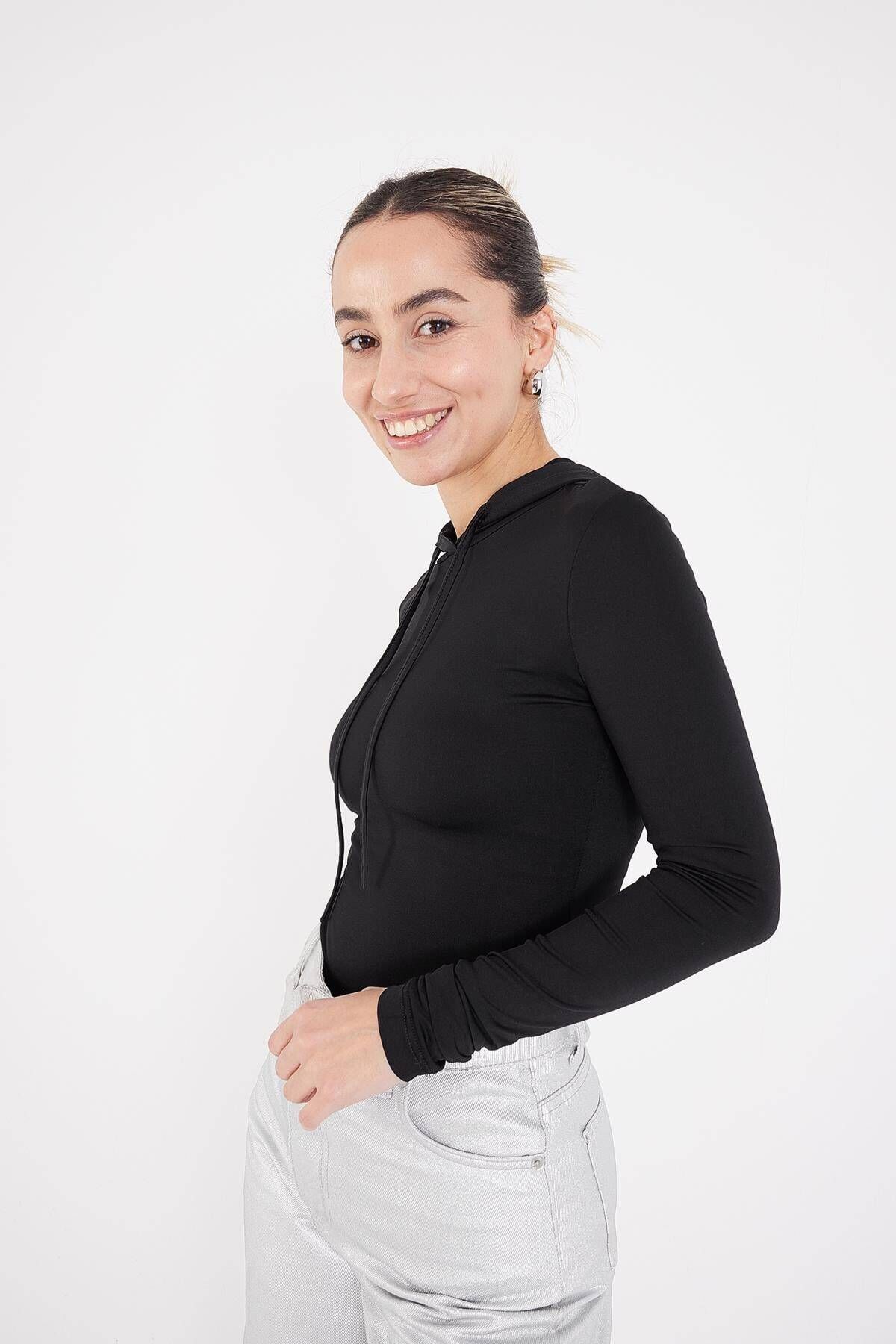 Kapüşonlu Basic Bluz B10215-dk13 Kapüşonlu Basic Bluz B10215-dk13