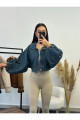 Yarasa Balon Kol Denim Ceket Yarasa Balon Kol Denim Ceket