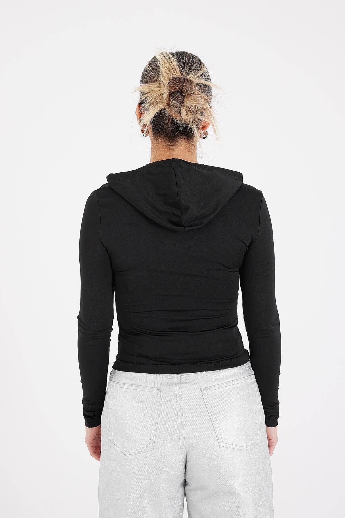 Kapüşonlu Basic Bluz B10215-dk13 Kapüşonlu Basic Bluz B10215-dk13