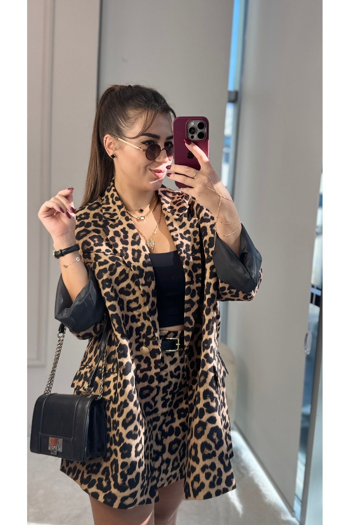 Oversize leopar ceket